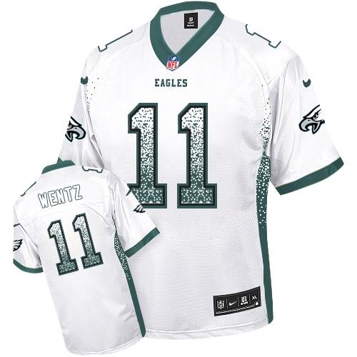 Nike Eagles #11 Carson Wentz White Men's Stitched NFL Elite Drift Fashion Jersey